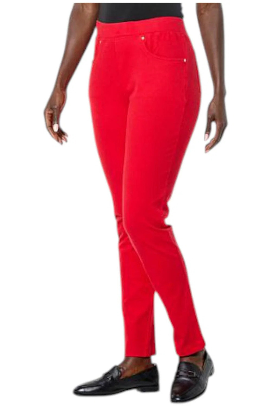 Antthony Women's Galaxy Knit Denim Jegging Romantic Red - Regular